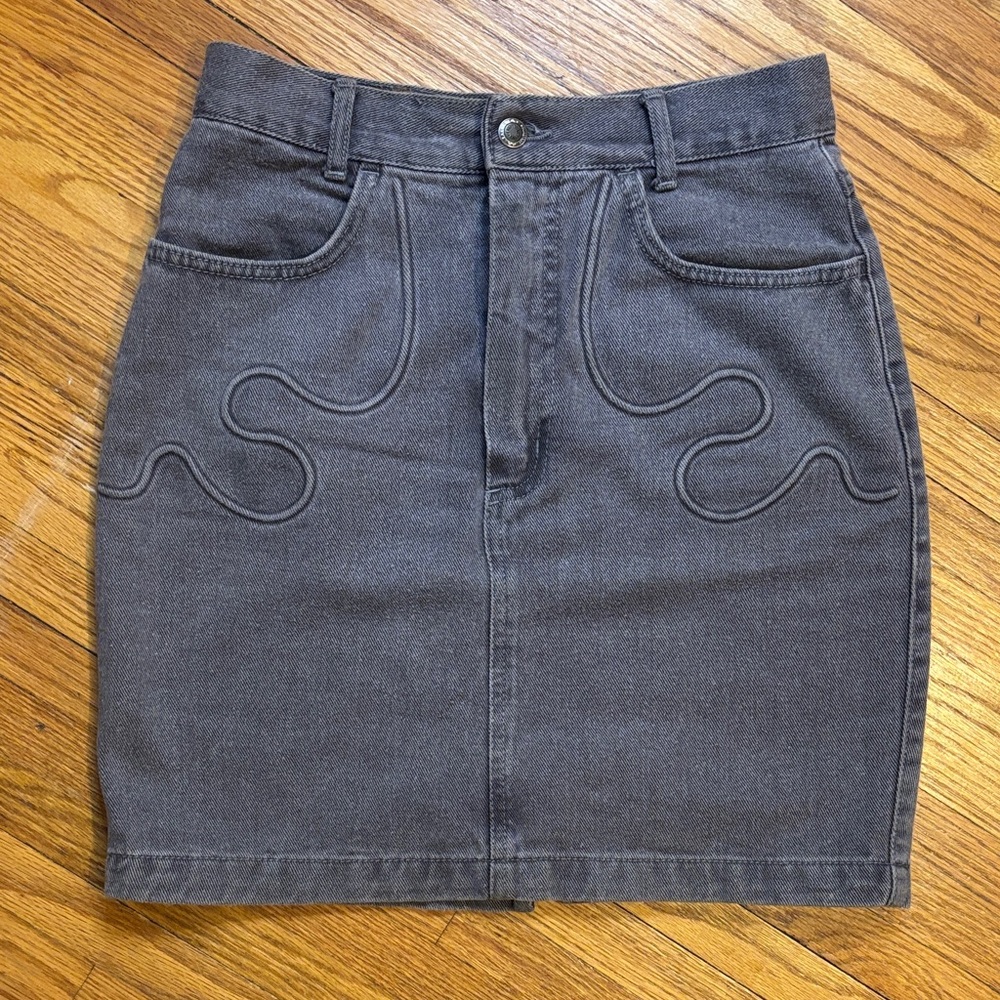 stylish grey denim skirt